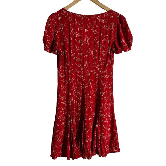 Polo by Ralph Lauren Red Floral Button Front Short Sleeve Mini Dress Size 8 - Picture 11 of 15